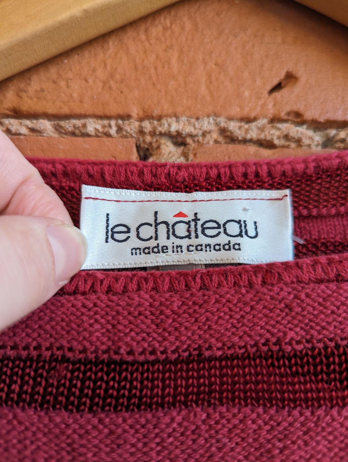 1990s Le Chateau Red Cropped Long Sleeve With Mesh Stripes