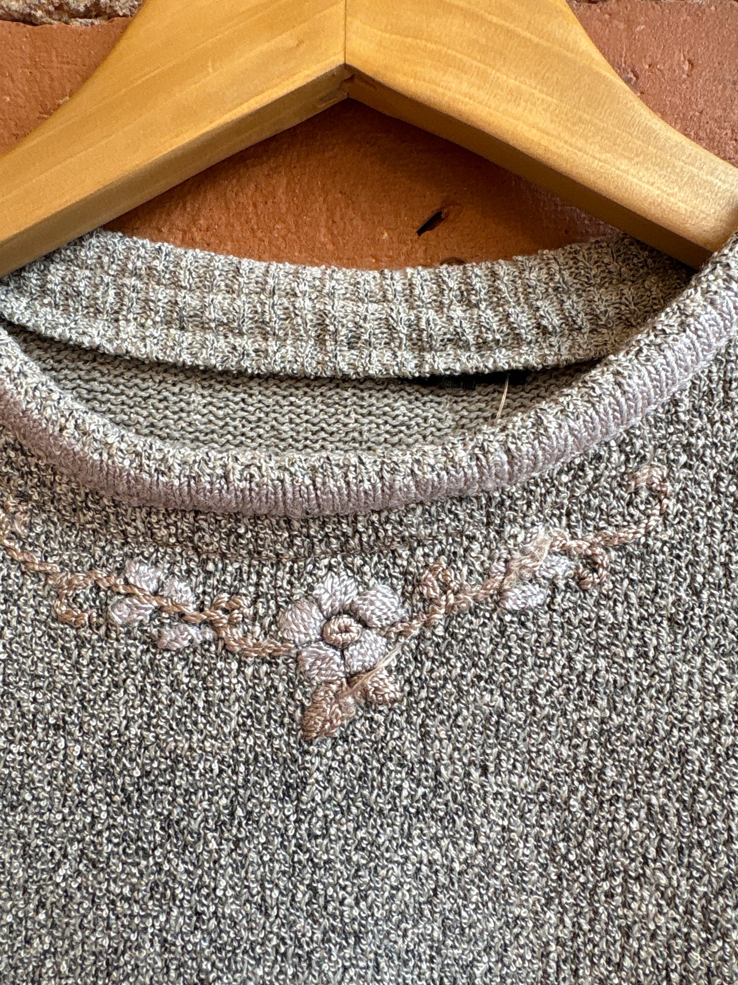 Neutral Sweater With Floral Embroidery