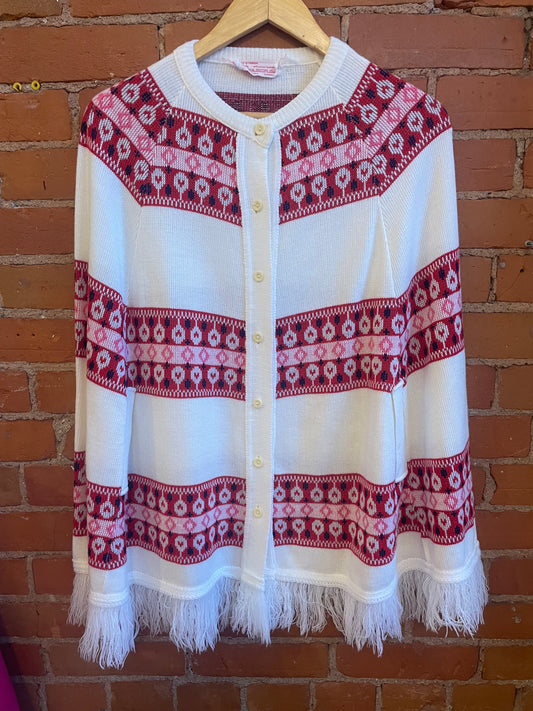 70’s Heart Button up Acrylic Poncho