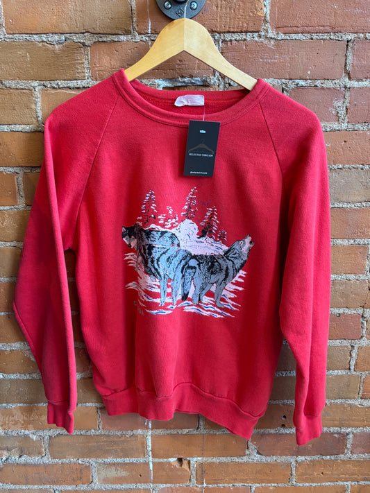 Wolves In Snow Red Crewneck Sweatshirt