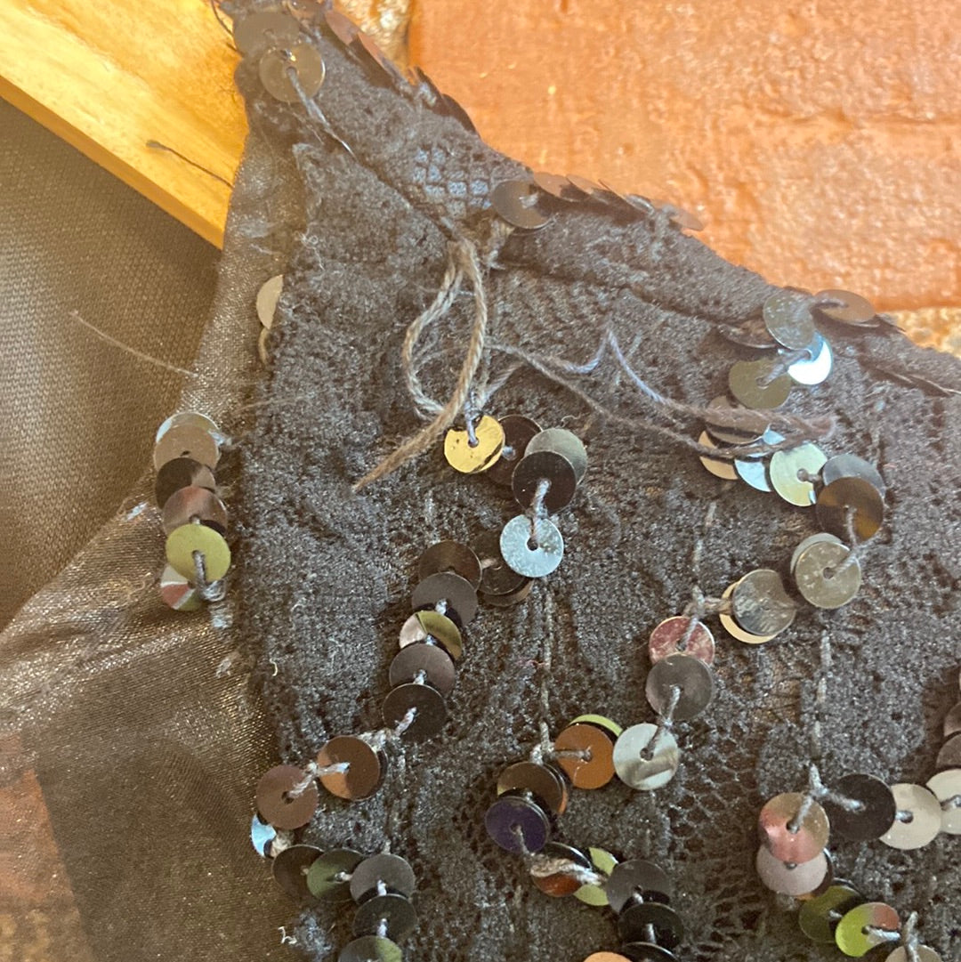 80’s Black Sequin & Tassel Party Dress