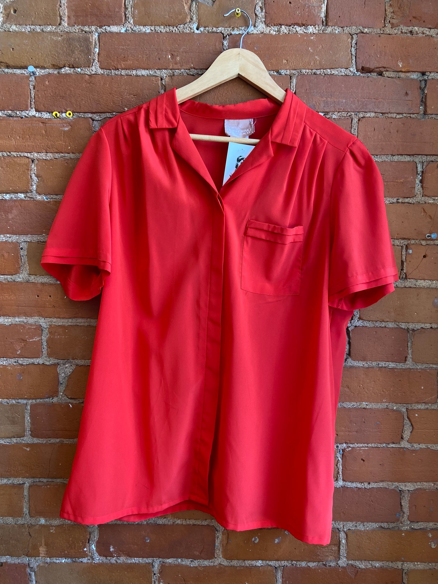 Cherry Red Short Sleeve Blouse