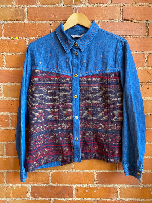 Denim Tapestry Button Up Shirt