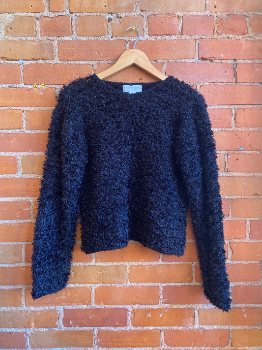 1990s The Work Connection Black Fuzzy Sweater