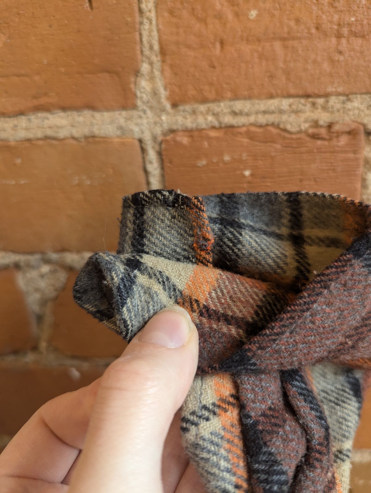 1970s Pierre Gerard by Mr Jeff Orange, Brown and Grey Wool Plaid Shirt