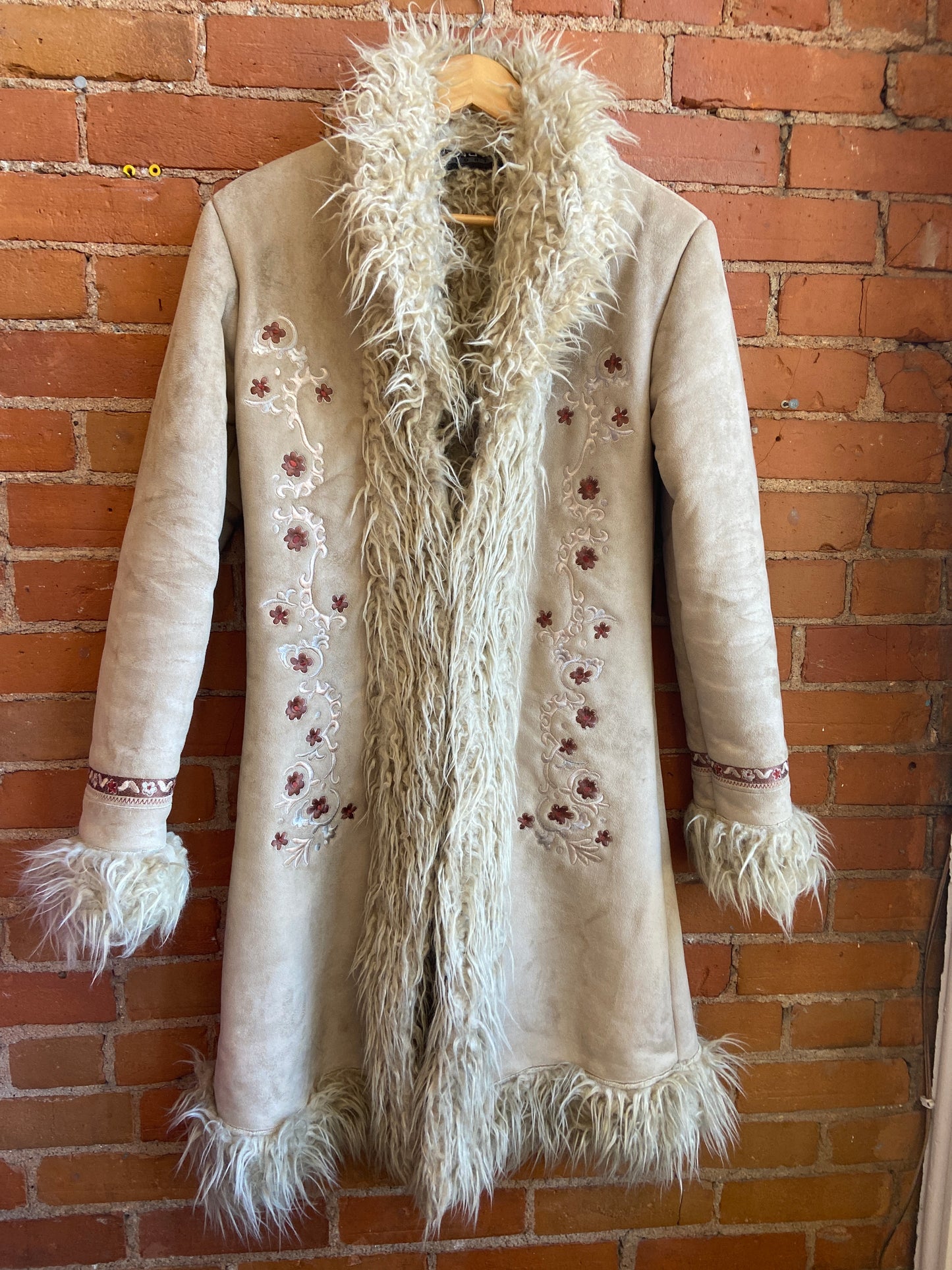 Embroidered Suede and Shearling Penny Lane