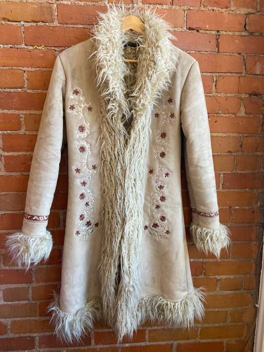 Embroidered Suede and Shearling Penny Lane