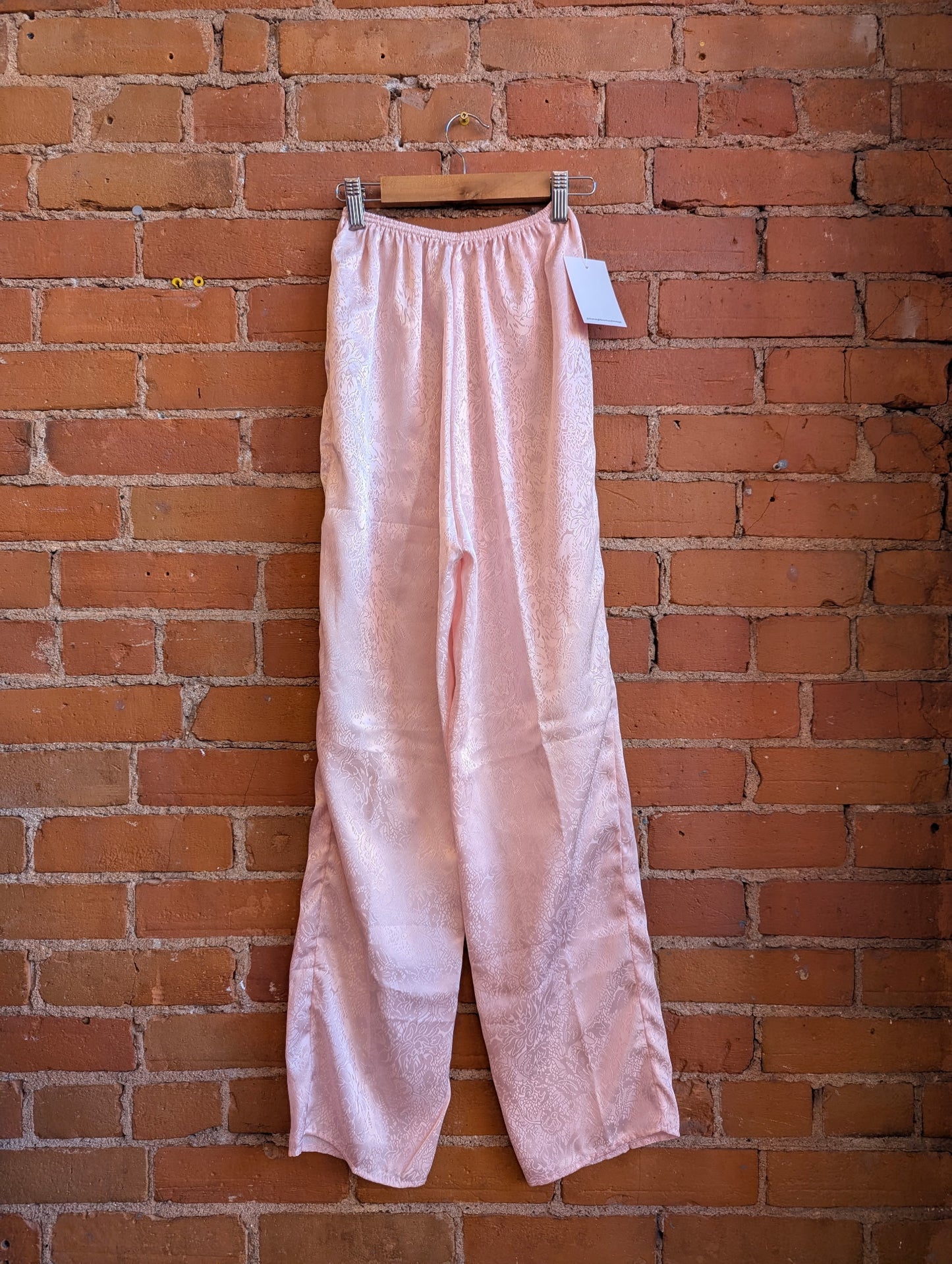 1980s Kasara Baby Pink Pyjama Pants With Floral Pattern