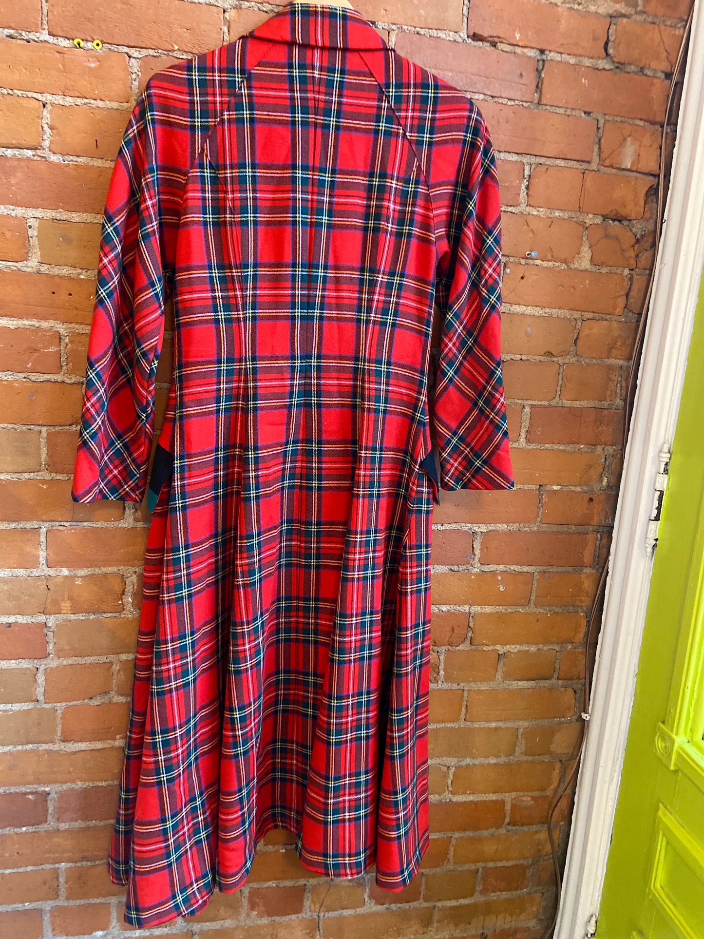 100% Wool Tartan Pleated Maxi Jacket