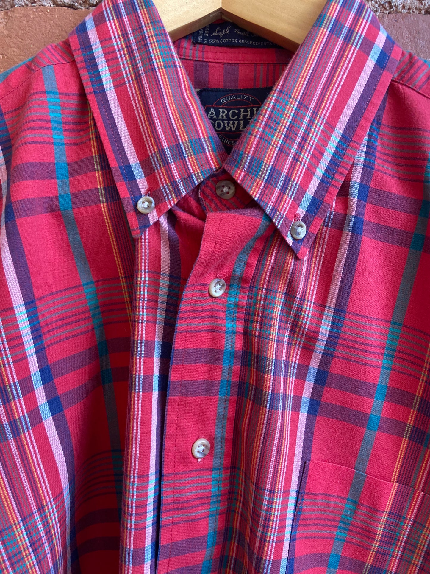 Red Plaid Short-Sleeve Button-Down