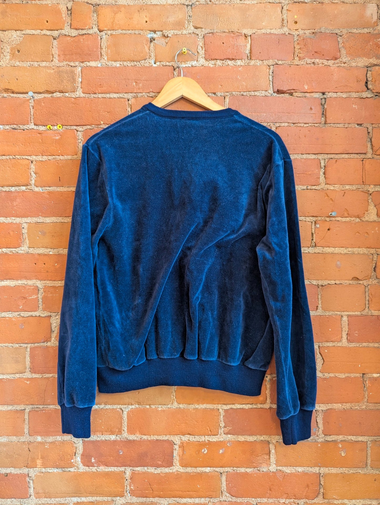 1980s Club International by Tip Top Navy Blue Velour V-Neck Top