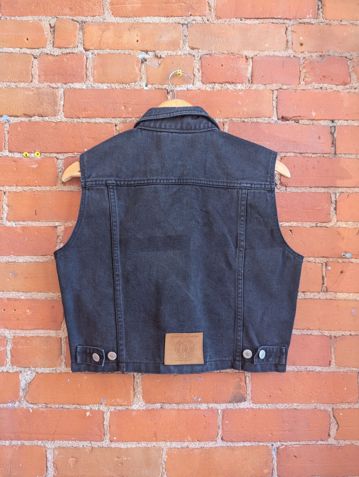 1990s Cotton Ginny Black Denim Vest