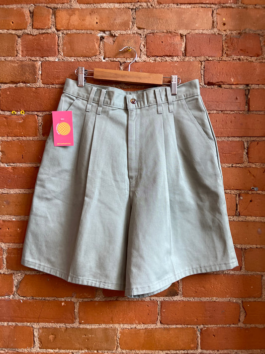1990s Chic Beige Cotton High Rise, Longline Shorts
