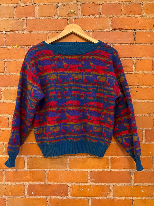 Sisley Colourful Abstract Wool Sweater