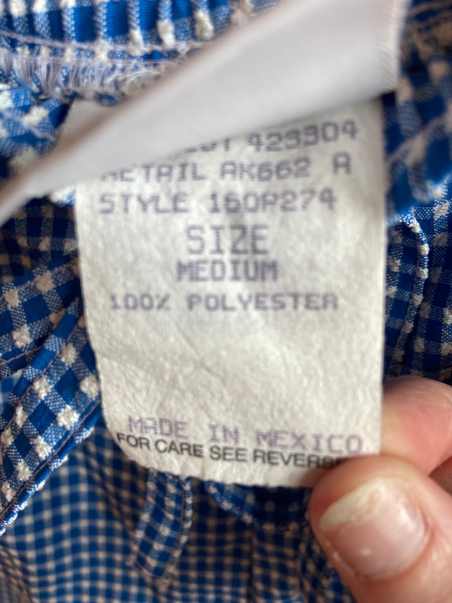 Blue Gingham Elasticized Waist Shorts