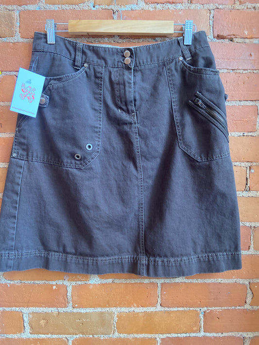Y2K Brown Cotton Cargo Mini Skirt