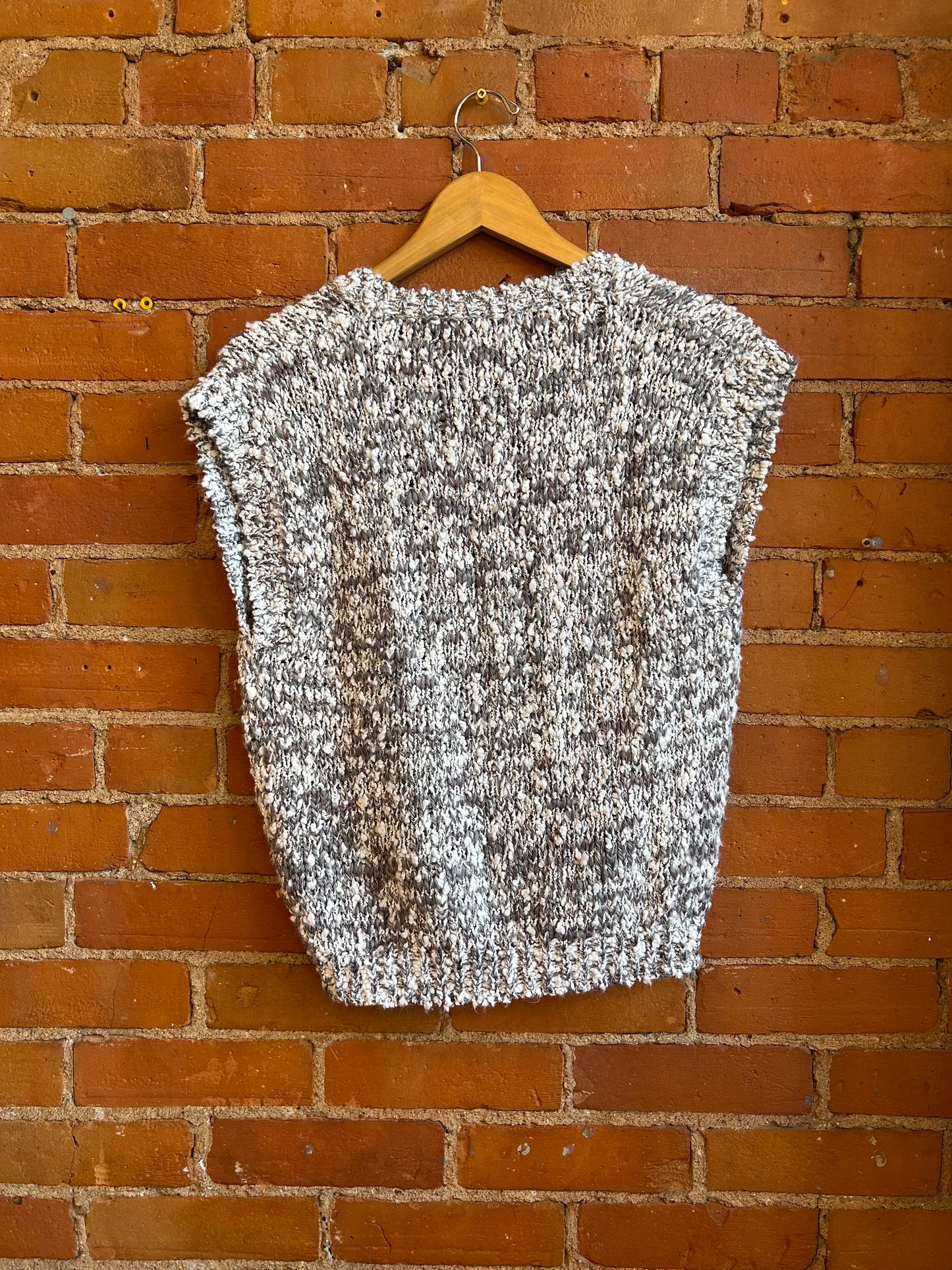 Marled Grey Acrylic Knit Barbara Sue Vest