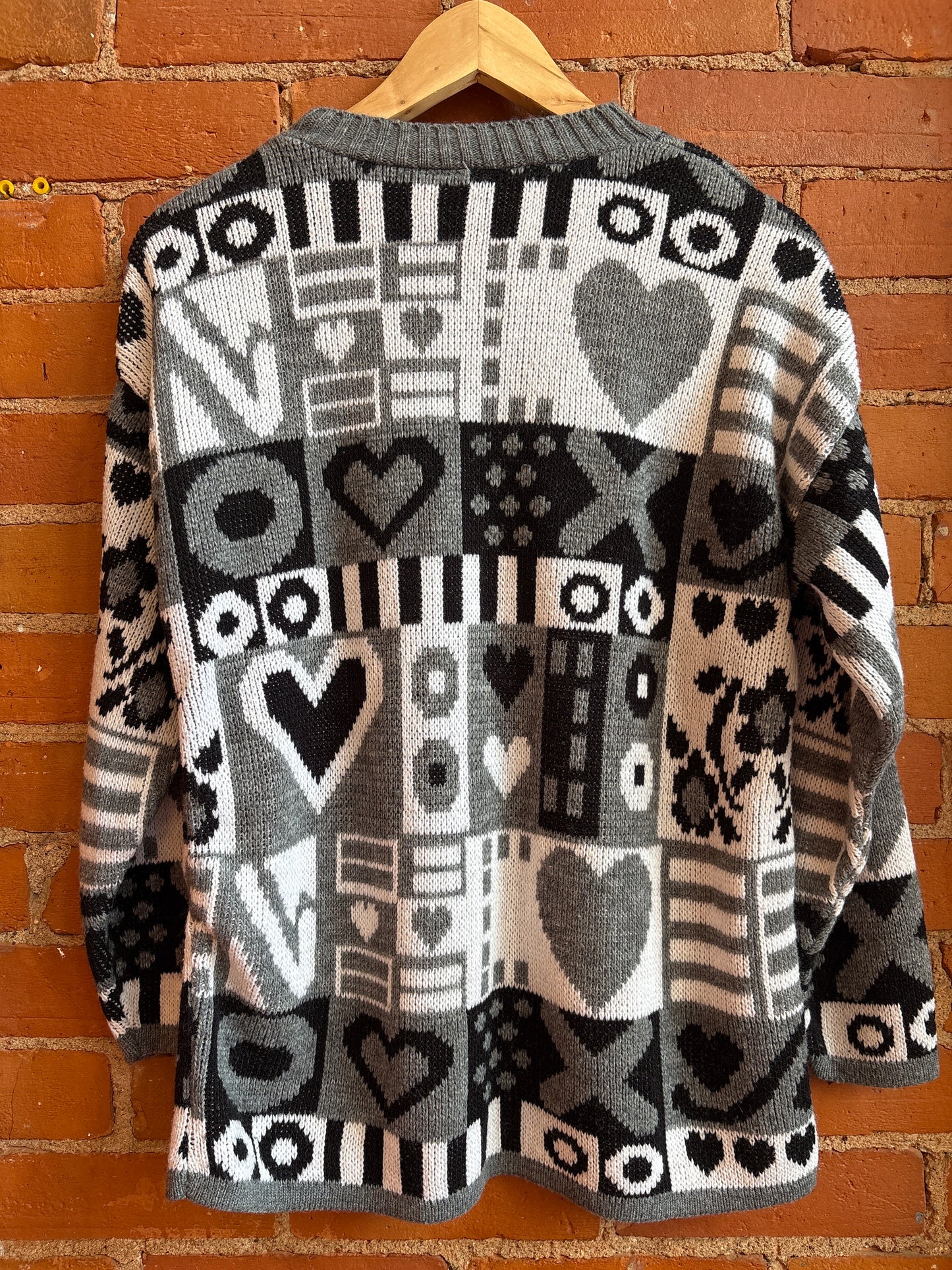 Grey Black & White Patterned Sweater