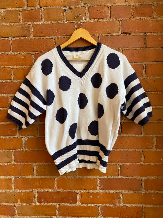 1980s Cotton Polkadot Sweater Top
