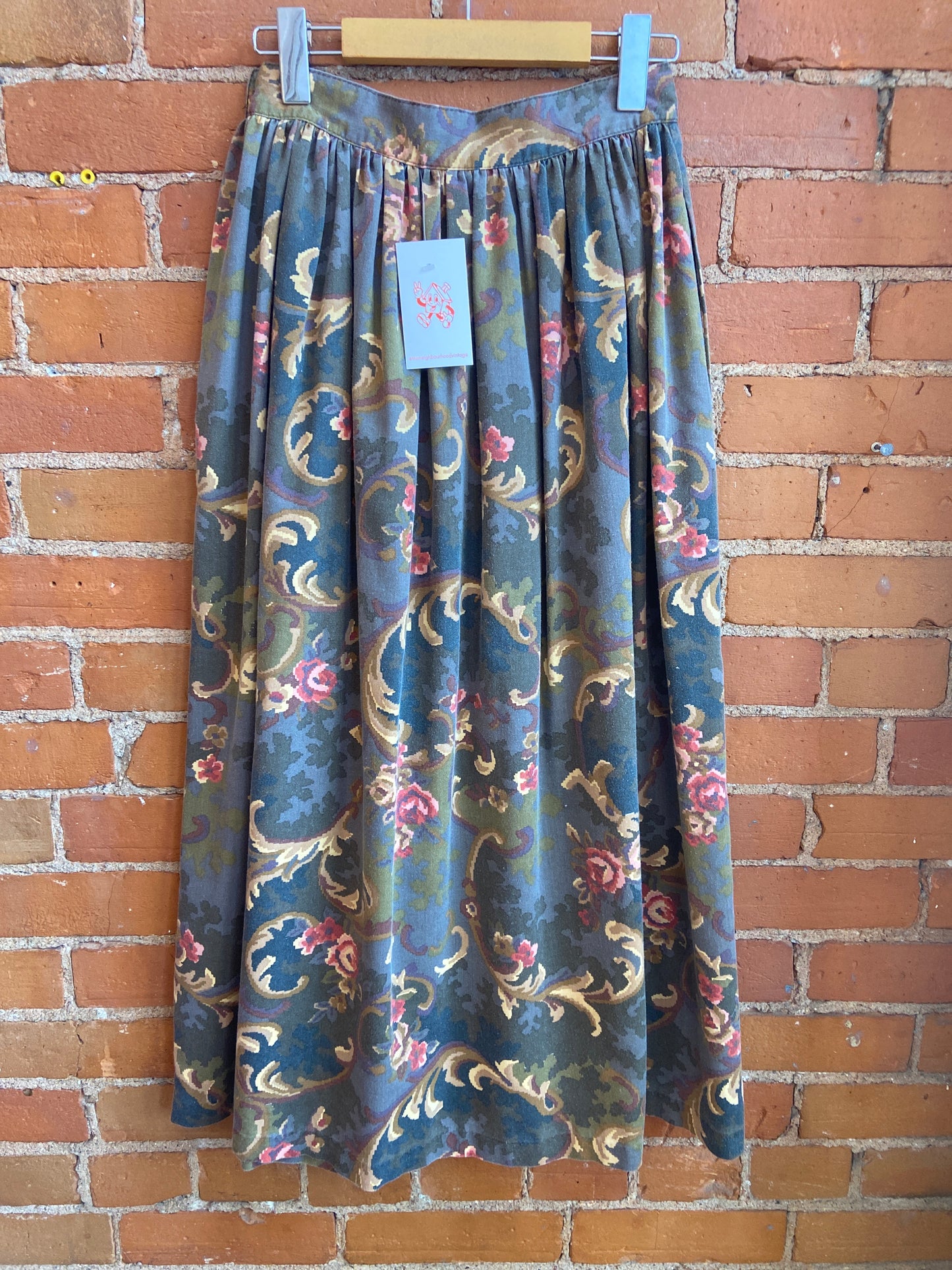 Brown Digital Floral Maxi Skirt