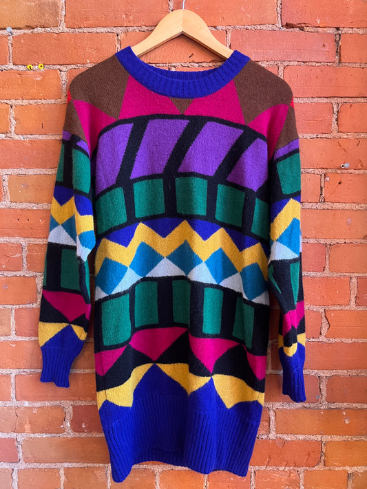 Colorful Angora Blend Sweater Dress