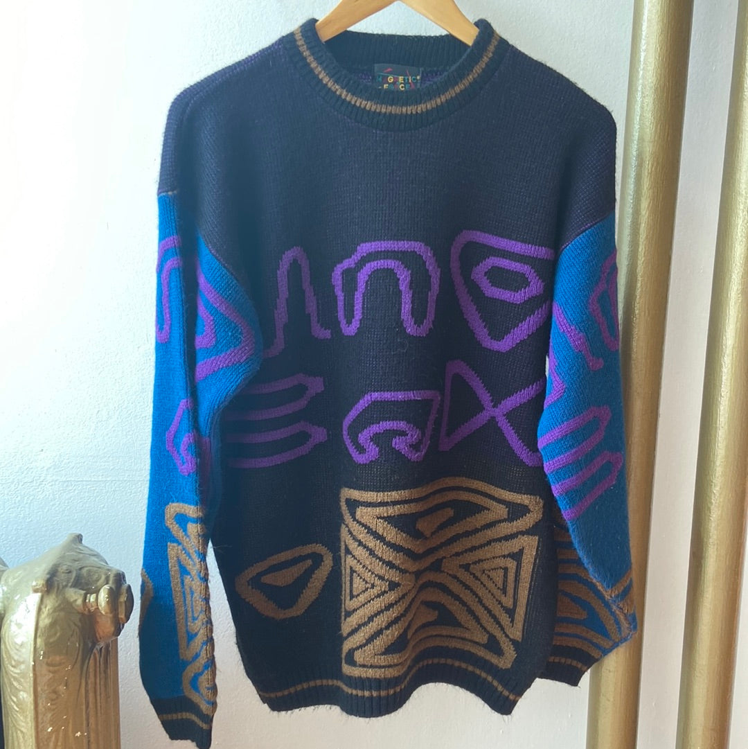 Black & Multicolour Sweater
