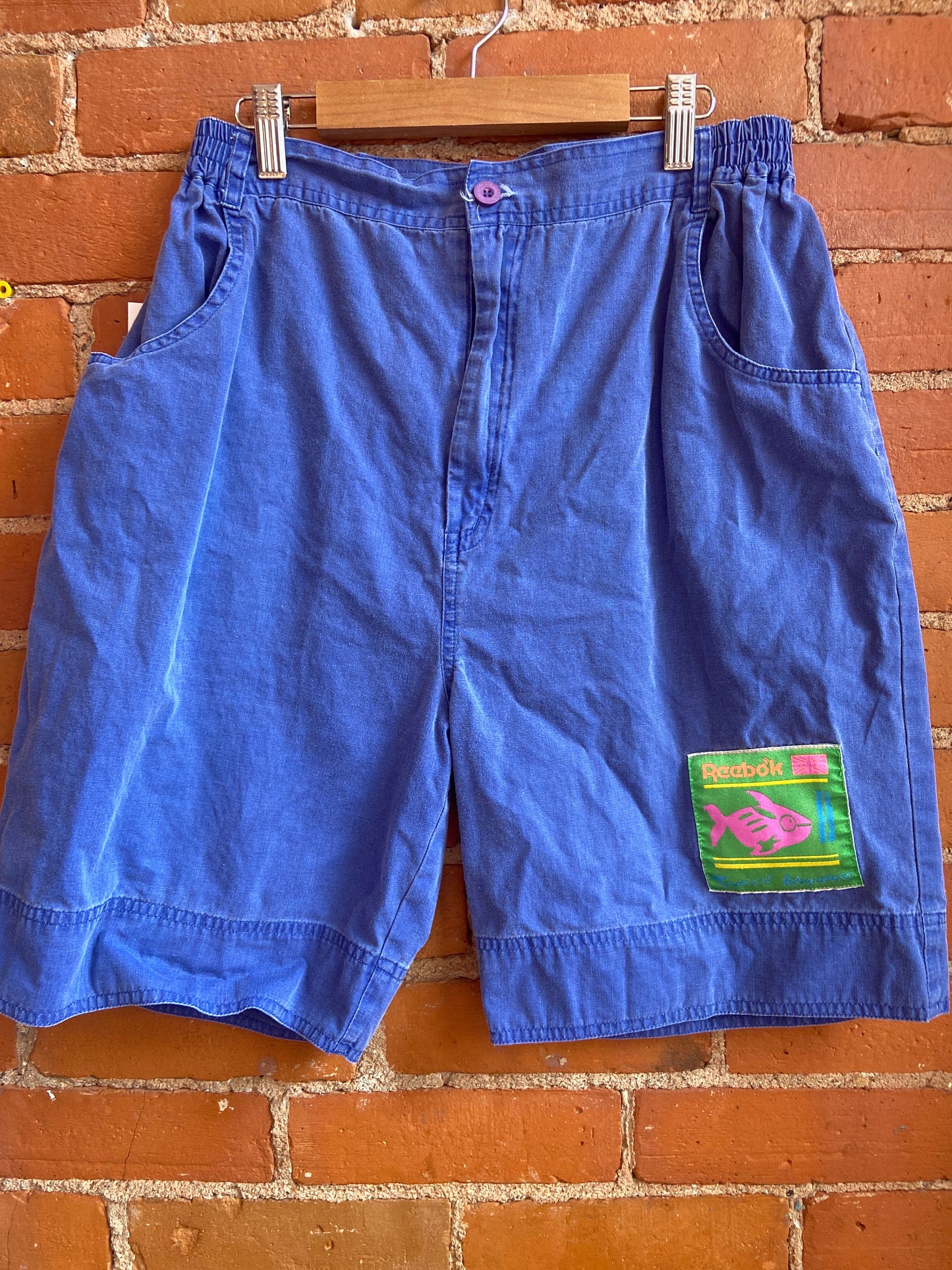 Reebok Washed Blue Cotton Shorts