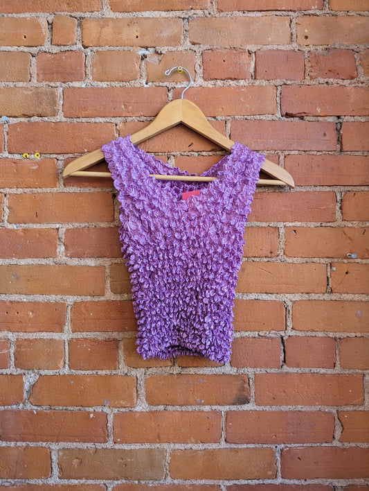 1990s Tender Angel Purple Popcorn Knit Tank Top