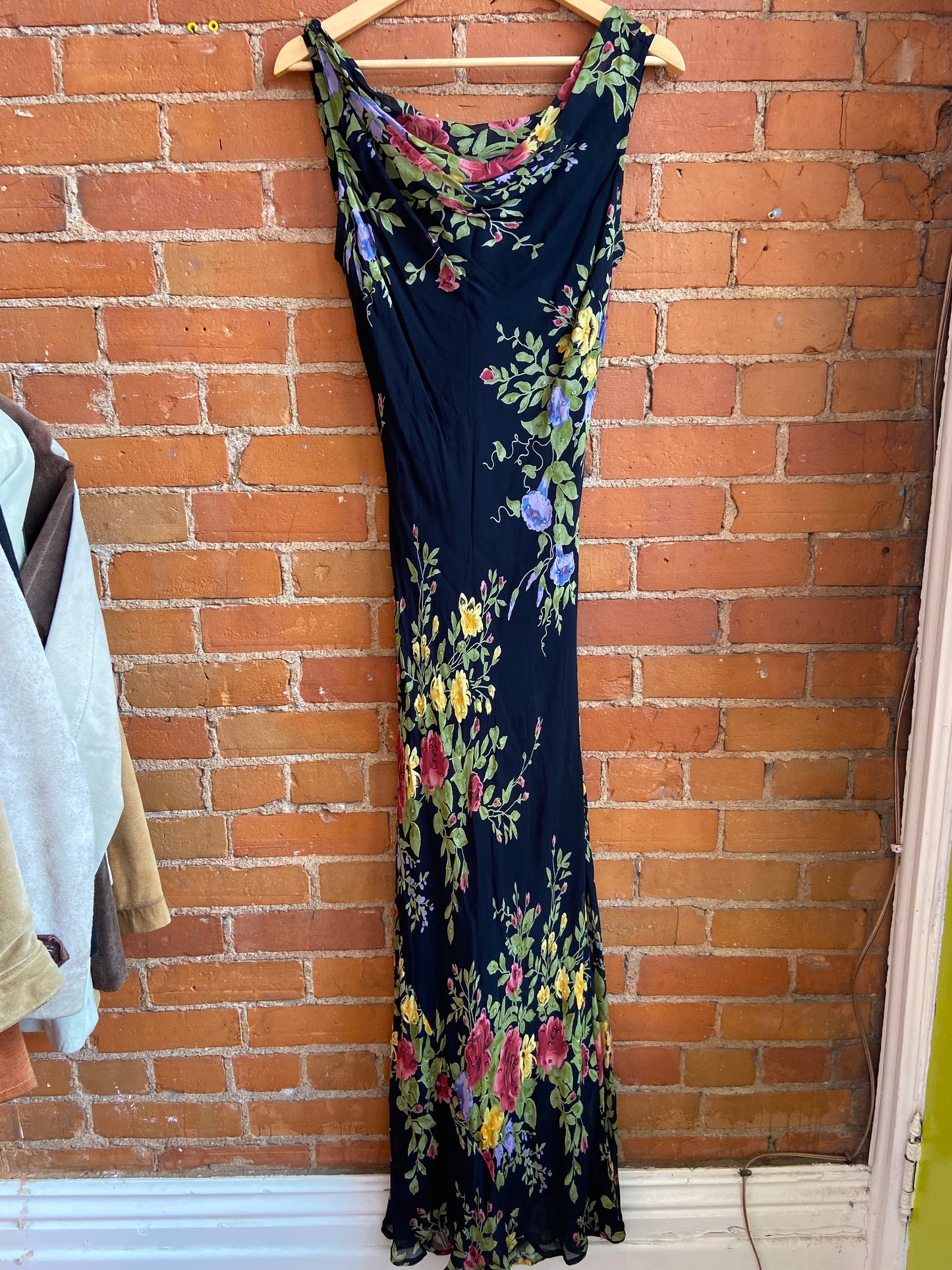90’s Floral Long Maxi Dress with Sequins