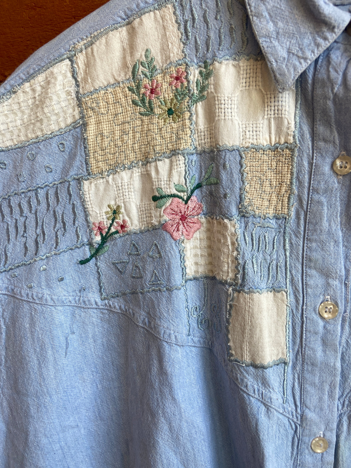 Cottagecore Light Blue Embroidered Button-Up – The Neighbourhood ...