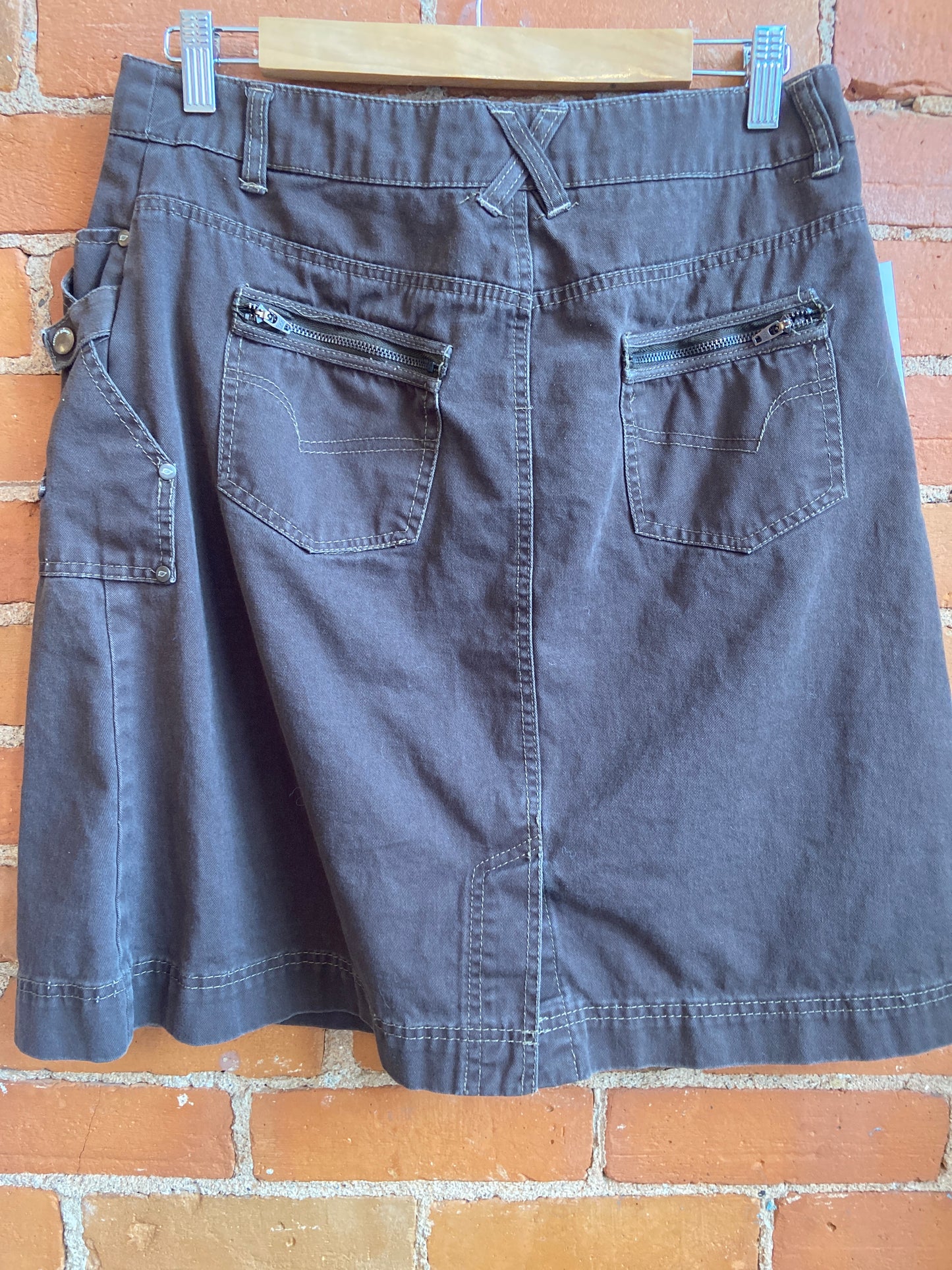 Y2K Brown Cotton Cargo Mini Skirt