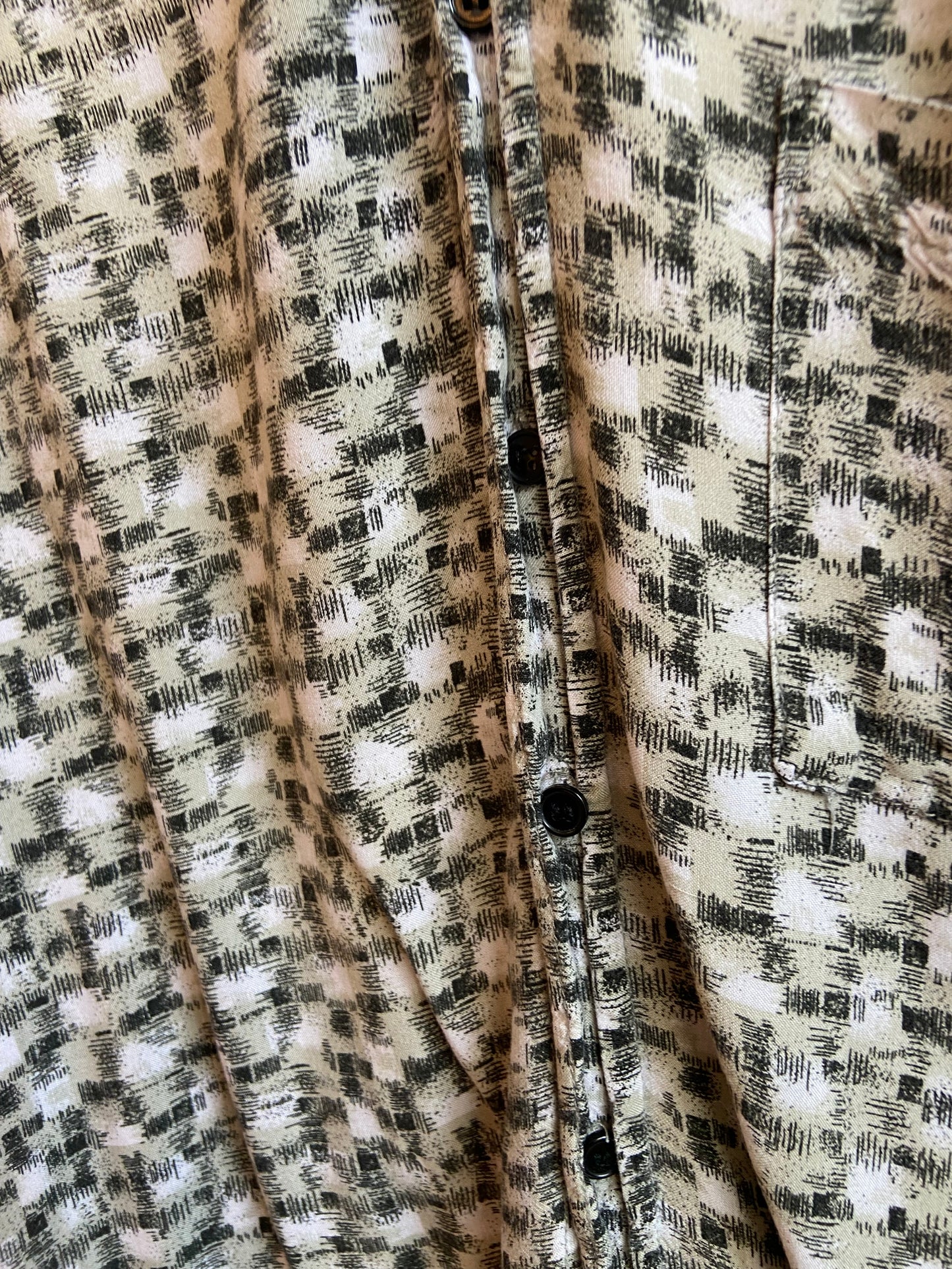 Y2K Grey Patterned Short-Sleeve Button-Up