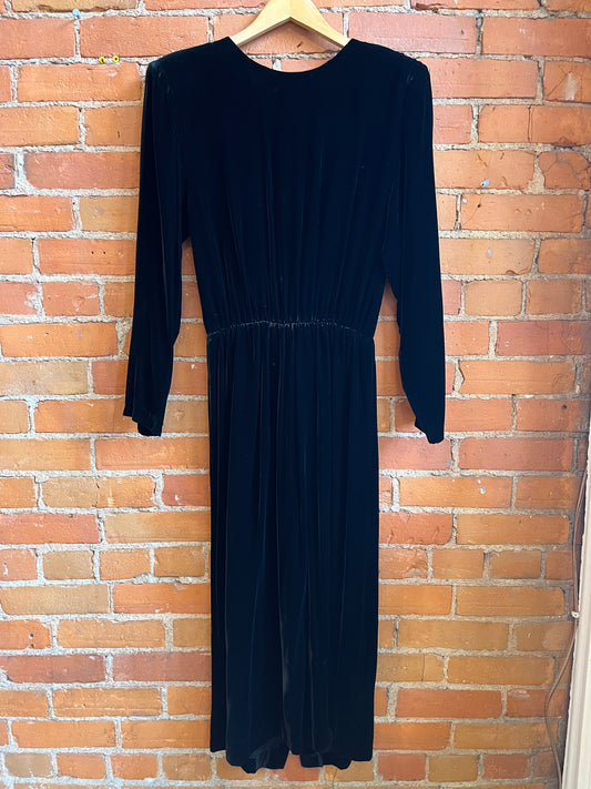 80's Black Velvet Low-Back Dress