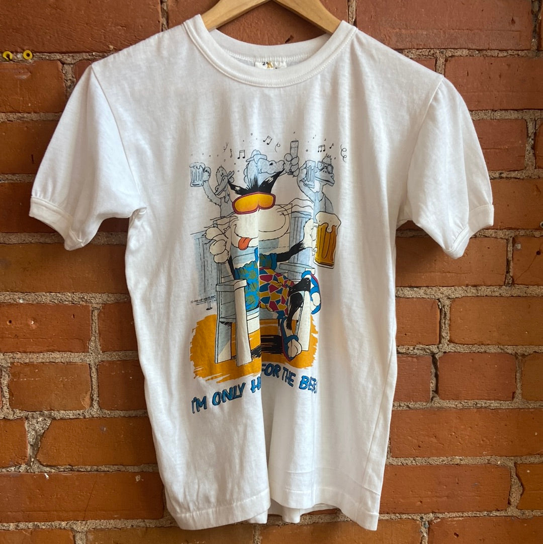 1988 Cool Cat with Beer Graphic Tee