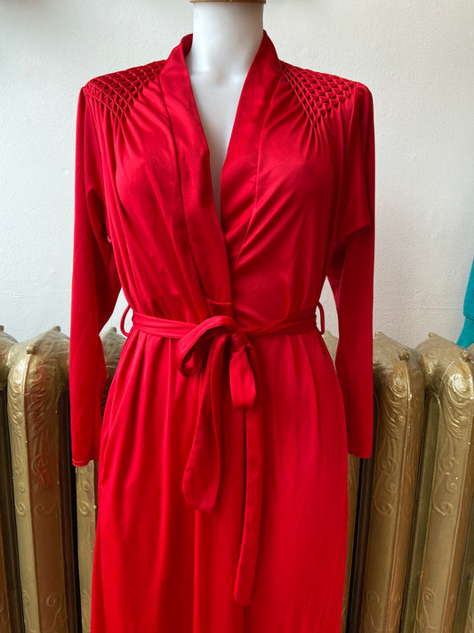 Red Polyester Maxi Robe