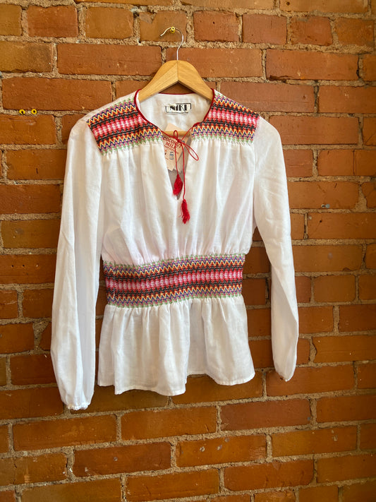 70s Smocked Boho Top