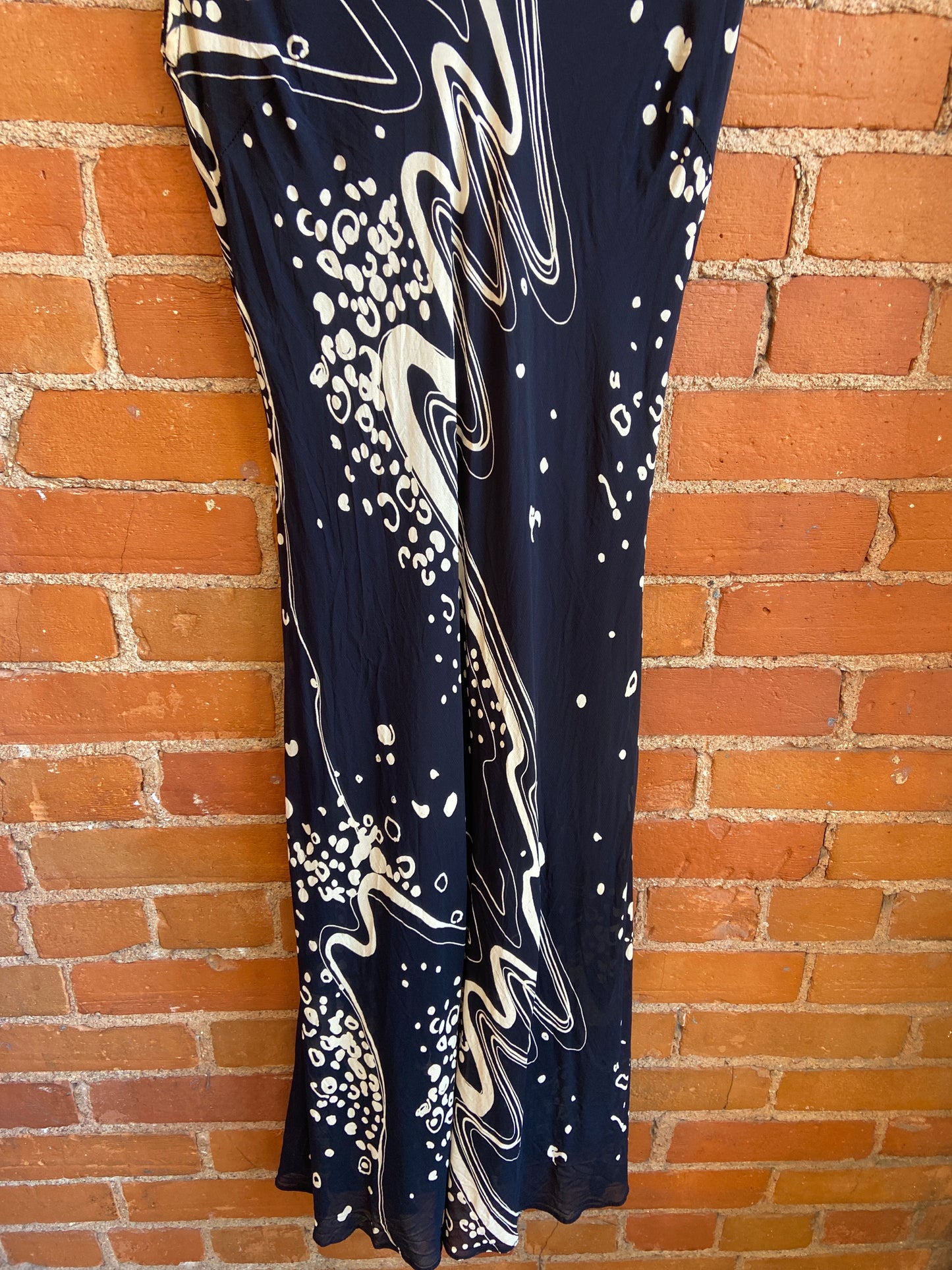 90's B&W Abstract Print Maxi Dress