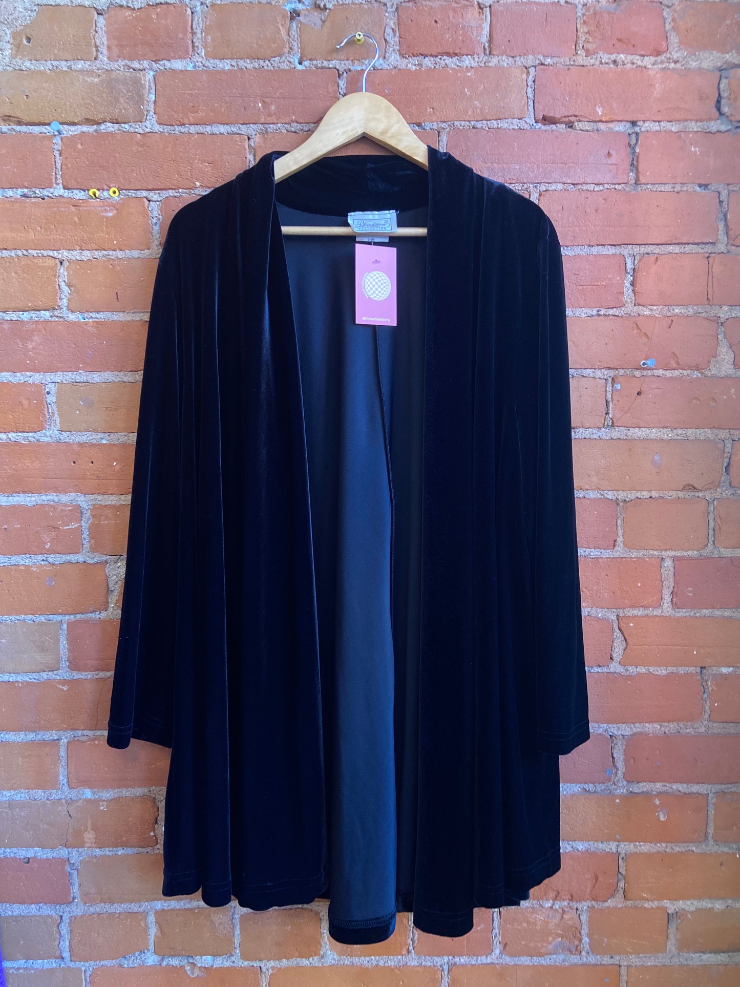 1990s Tradition Collection Black Velour Longline Jacket