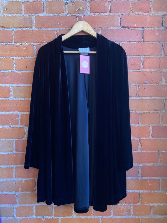 1990s Tradition Collection Black Velour Longline Jacket