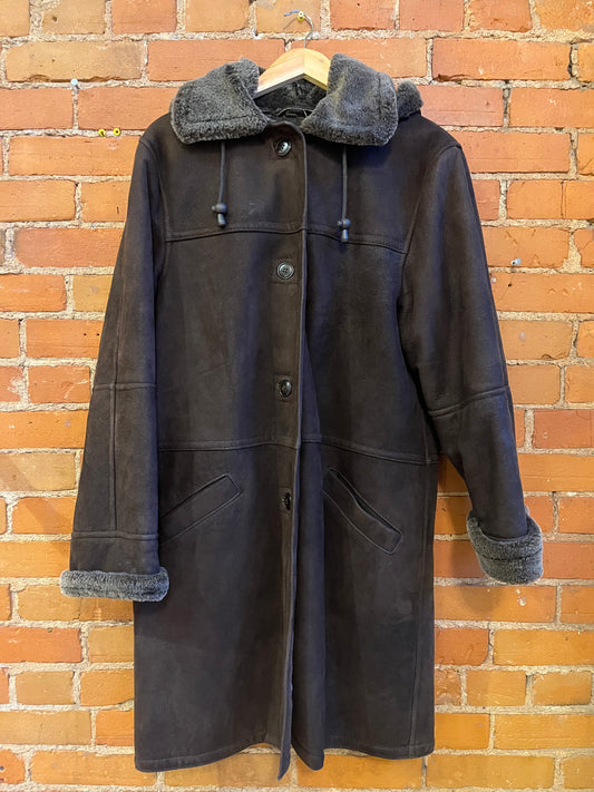 Brown Hooded Shearling Beardmore Coat