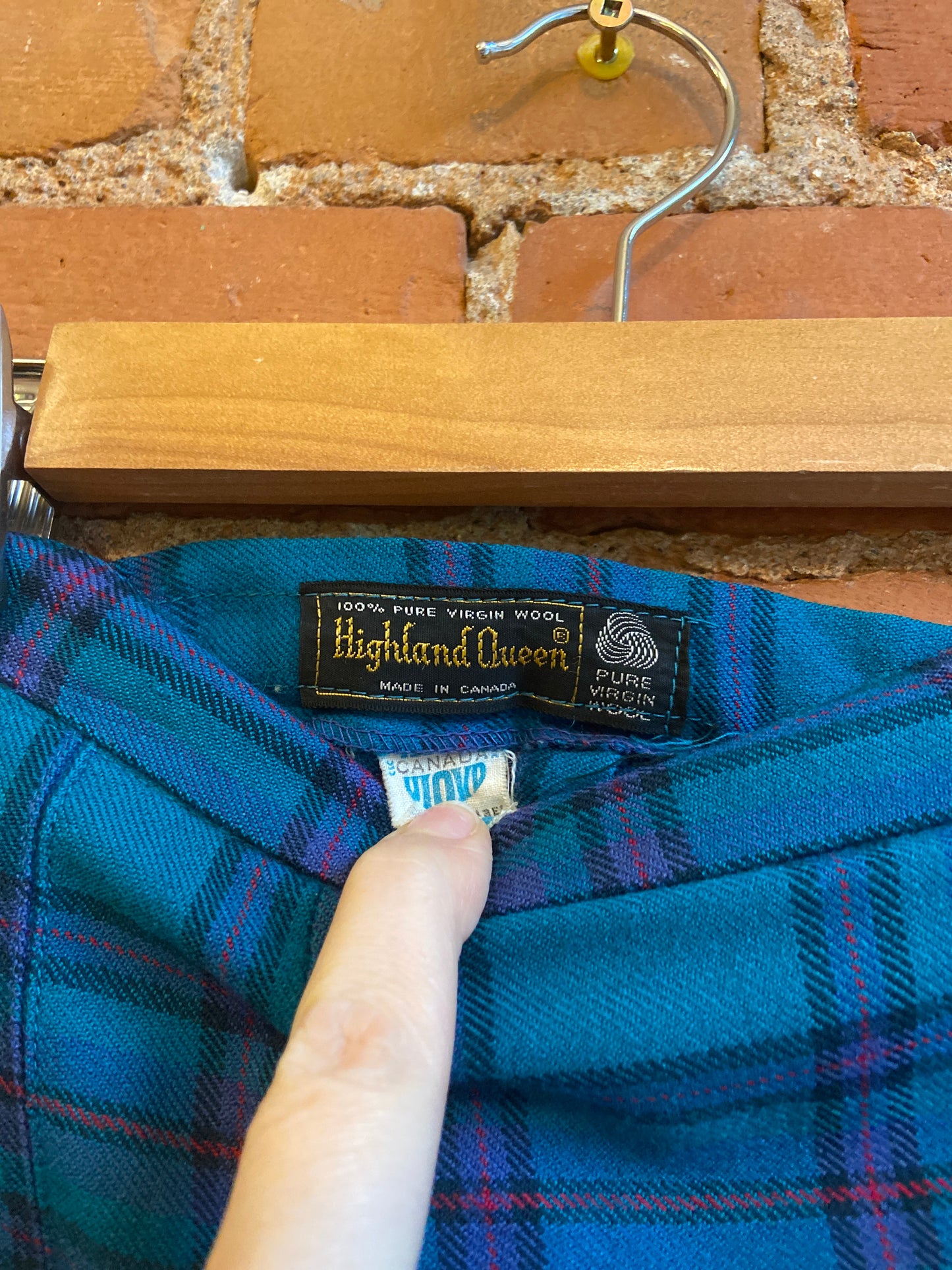 1960s Highland Queen Teal, Blue, Red and Black Pleated Plaid Skirt