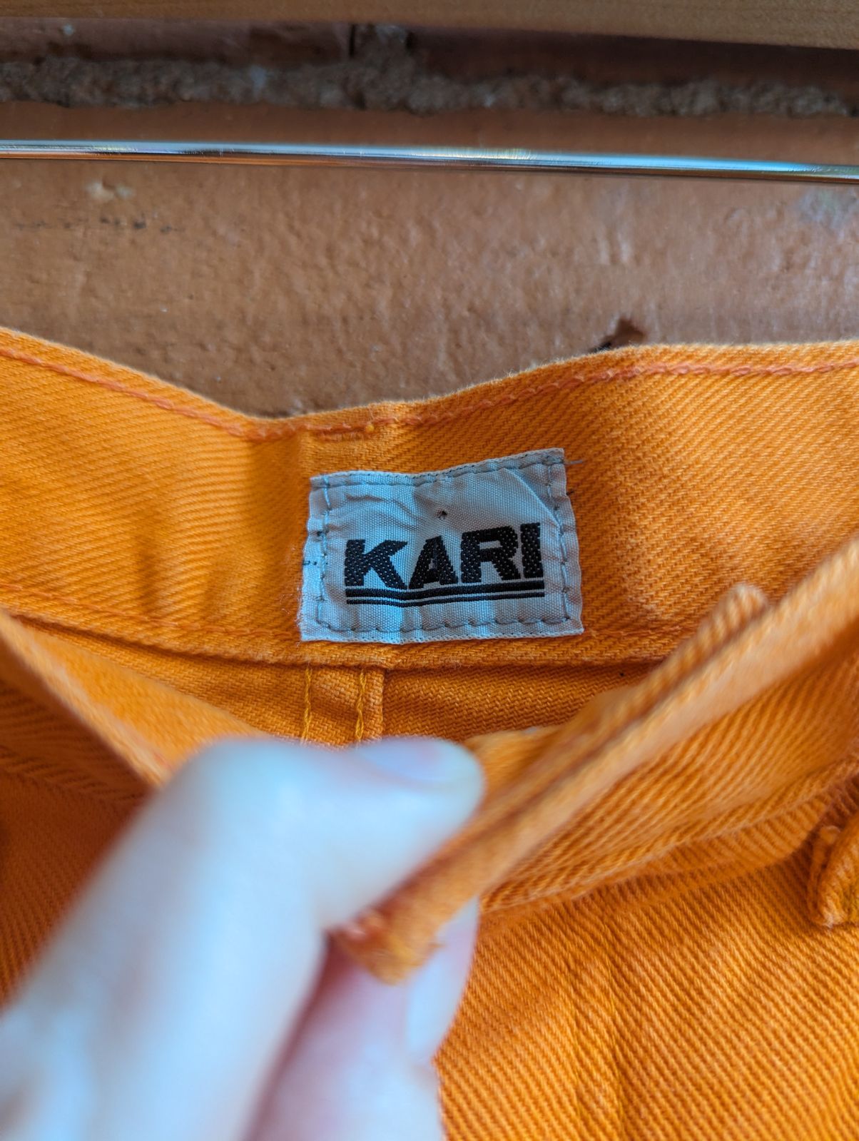 Kari Orange Longline Denim Shorts