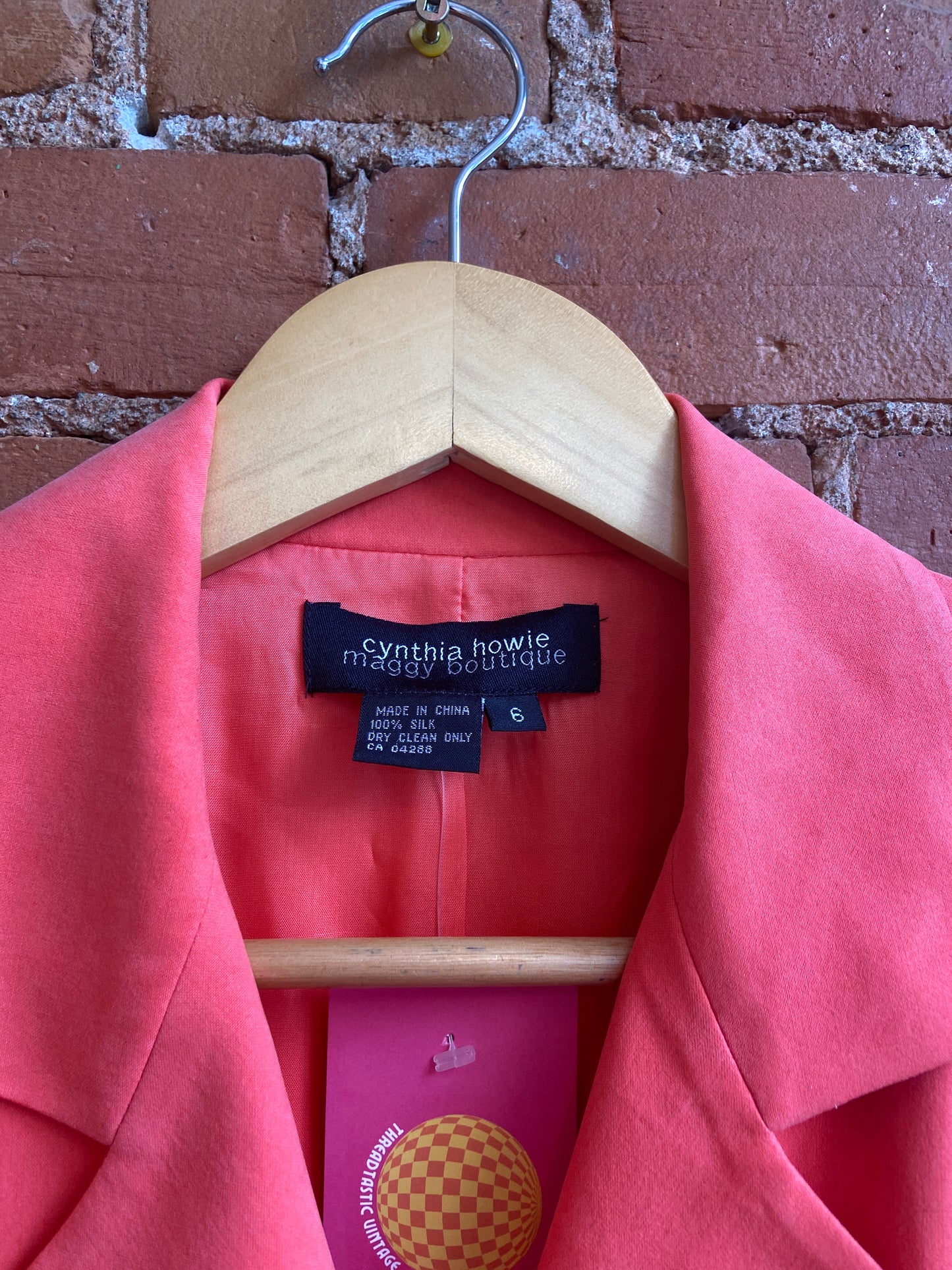 1990s Cynthia Howie Peach Button Front Shirtdress