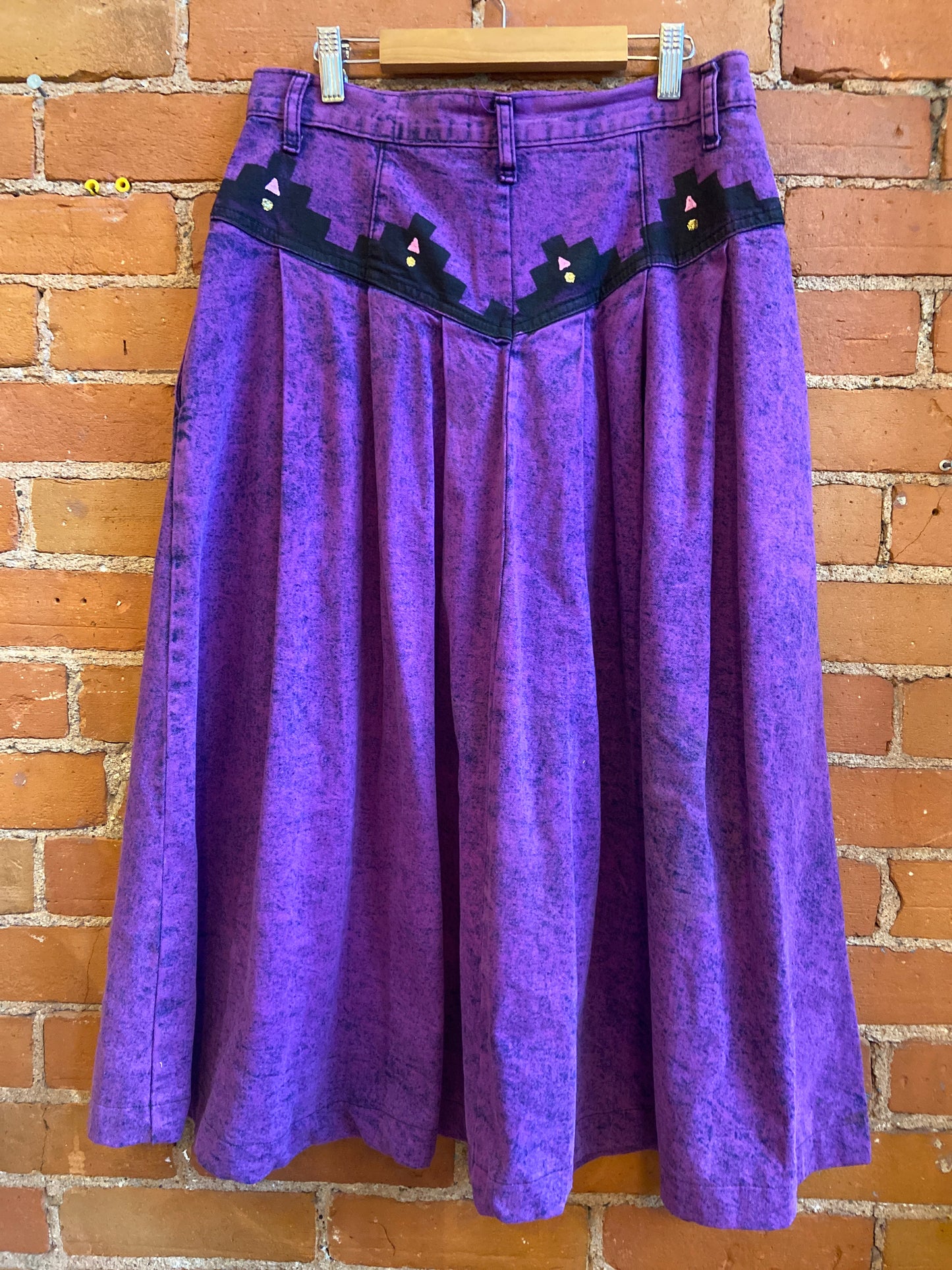 Denim Purple Hand Painted Maxi Skirt