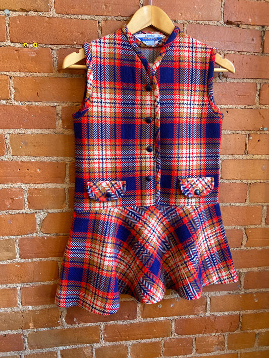 70’s Multi Color Plaid Mini Dress or Top