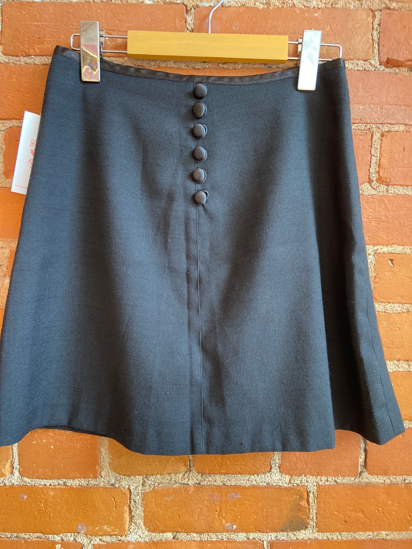 Woven Black Mini Skirt With Button Front