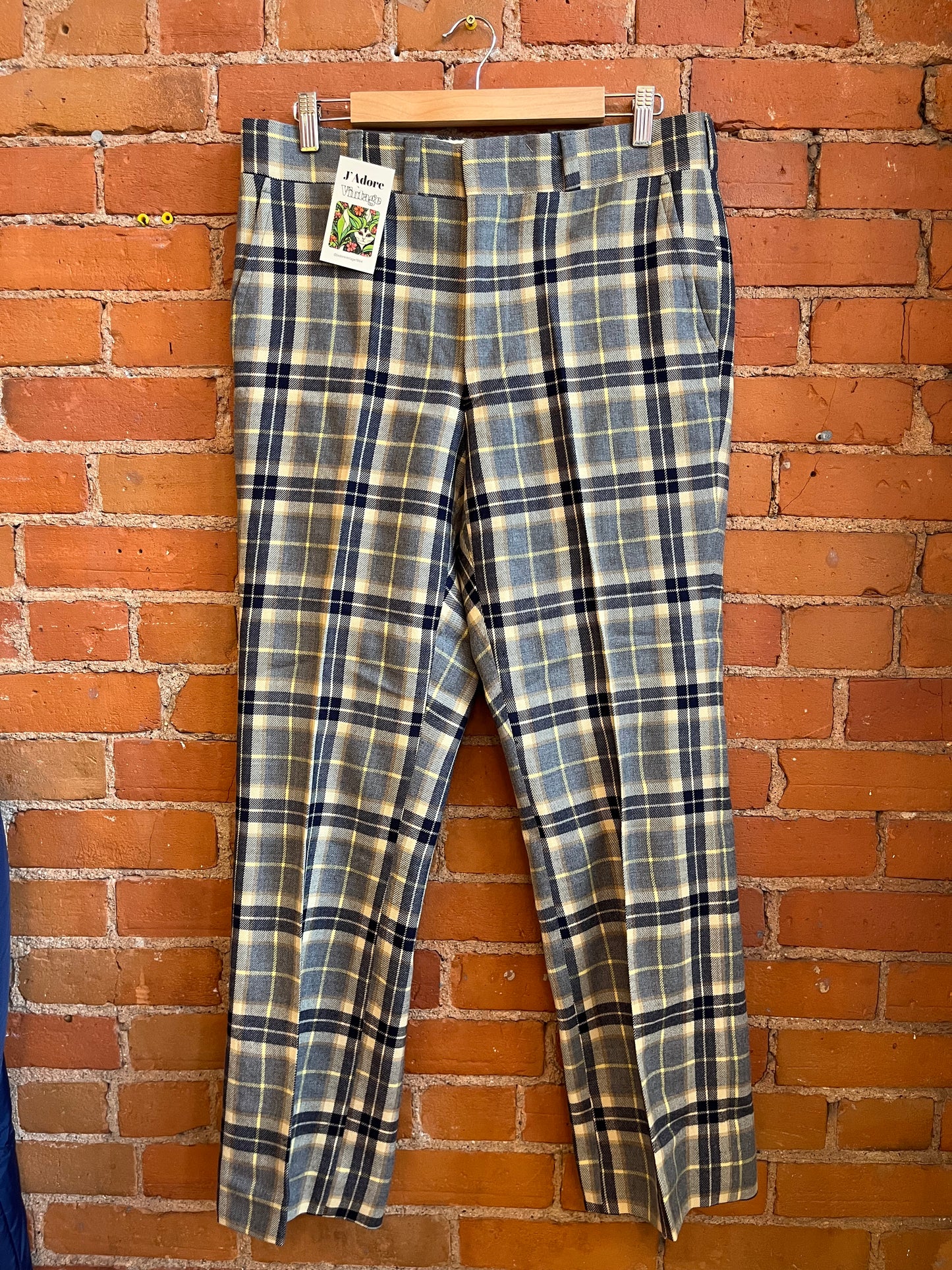 Blue & Beige Plaid Pants