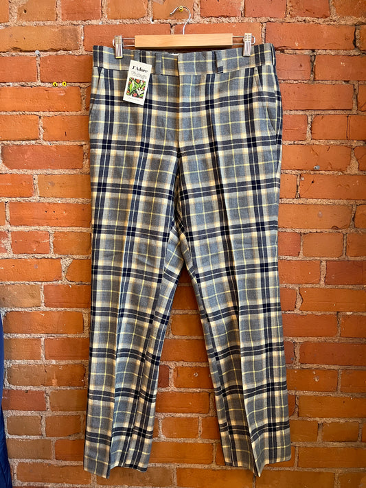 Blue & Beige Plaid Pants