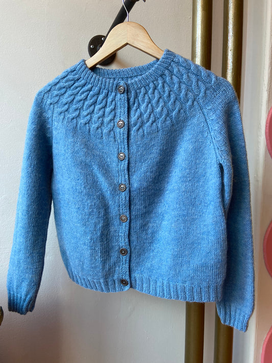 Blue Wool Knit Cardigan