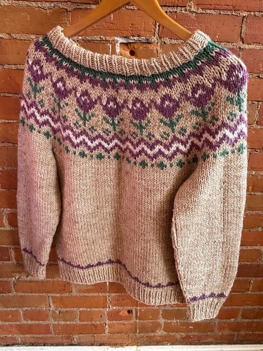 Home Knit Tulips Fair Isle Sweater